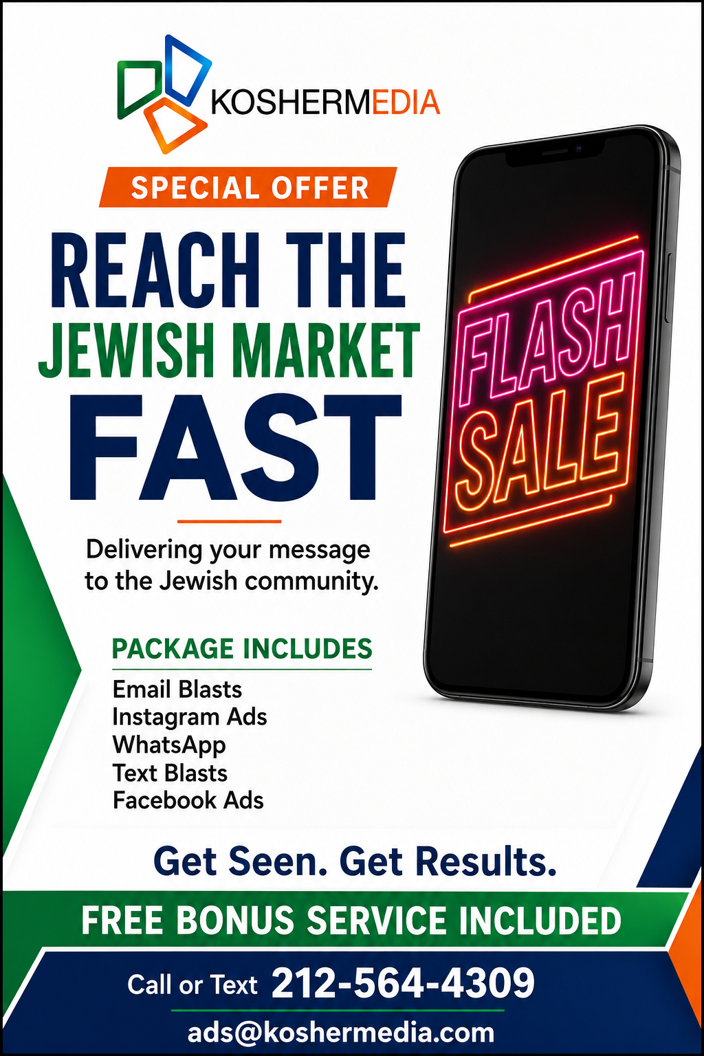 KosherMedia special offer flyer: reach the Jewish market fast